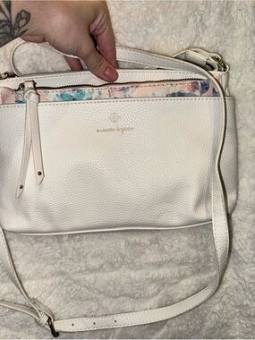 Nanette Lepore White Pebbled Leather Crossbody with Pastel Floral Wallet